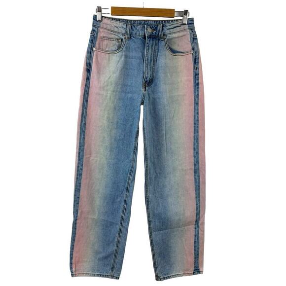 BDG Urban Outfitters High-Waisted Rainbow Baggy Jeans Denim Ombre 90's Size 28 - Picture 2 of 15